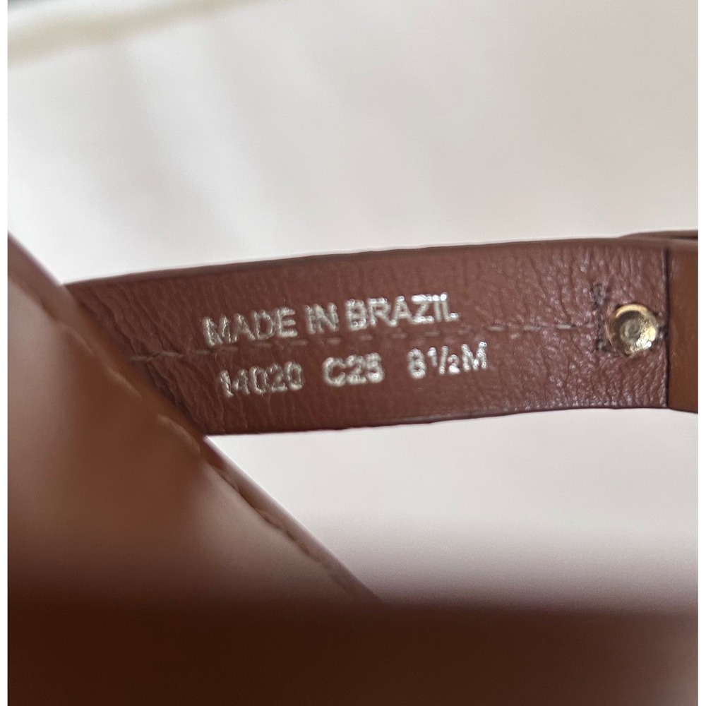 Tory Burch Miller Cloud Tan Leather Thong Sandals Gold Logo 8.5 14020 - Picture 7 of 7